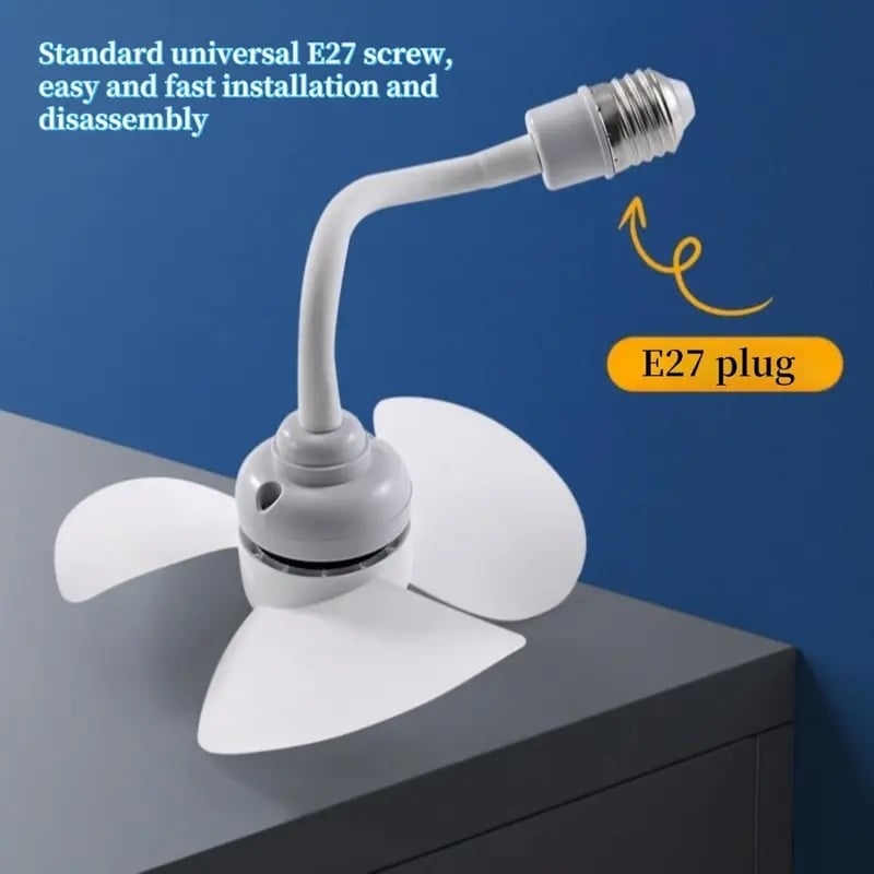 🔥Buy 1 Get 1 Free🔥Socket Fan Kit with Plug Adapter – Mini Quiet Electric Fan with Flexible Gooseneck Plug and Light Bulb Base